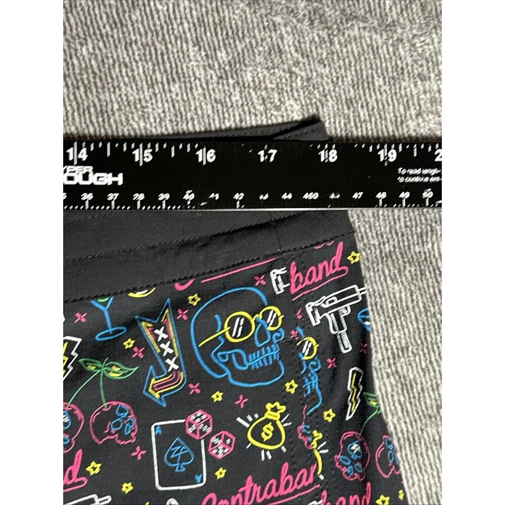 Zero Foxtrot Contraband Ripstop Board Shorts 7” Mens L Unlined Skulls Neon 2024